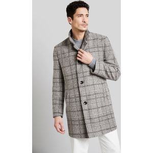 Bugatti - Wollen Jas - Lichtgrijs - Geruit Ontwerp