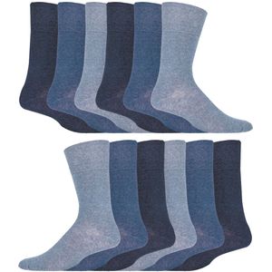 IOMI - 12 paar Gentle Grip Top Diabetische Sokken - Blauw