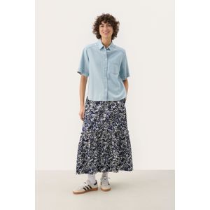 Part Two - Denim Oversized Shirt - Blauw - Korte Mouwen