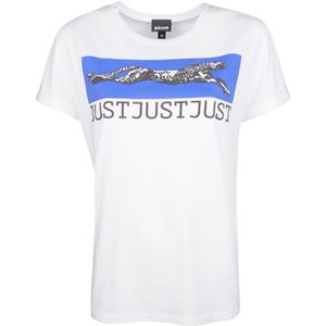 Roberto Cavalli - Dames T-shirt - Beige - Hoogwaardige Stof - Ronde Halslijn