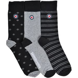 Lambretta Heren Target Sokken (Pak van 3) (Zwart/Grijs)