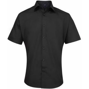 Premier Heren Supreme Poplin Overhemd met Korte Mouwen (Zwart)