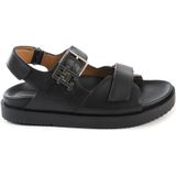 Leren Platte Sandalen met Gespdetail