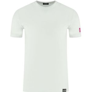Dsquared2 Pink Icon Box Logo on Sleeve White Underwear T-Shirt