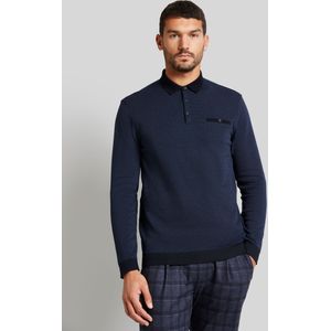 Bugatti Herren Polo met lange mouwen in 2-tone look