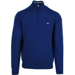 Men's Gant Superfine Lambswool Half Zip Sweatshirt in Blue