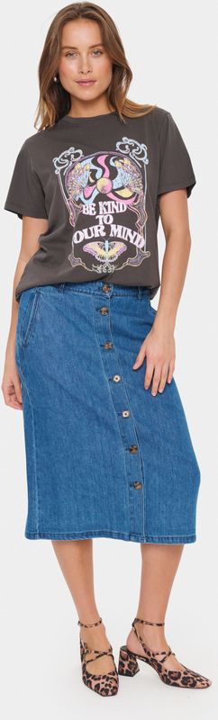 SAINT TROPEZ - Shirt - Lichtblauw - Motiefprint - Kwartmouw