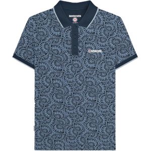 Lambretta Heren Paisley Tonaal Groot & Lang Poloshirt (Navy/Dusky blauw)