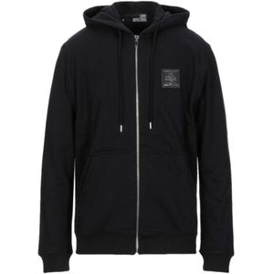 Love Moschino Plaque-logo zwarte hoodie met rits