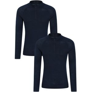 Mountain Warehouse Heren Merino Wol Base Layer Top (Set van 2) (Marine)