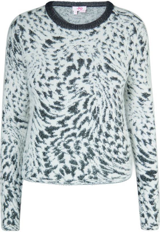 Mymo - Jumper - Wit Zwart - Jacquardtrui - Lange Mouwen - Ronde Hals