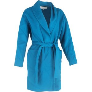 Diane von Furstenberg Vilt Long Coat in Blauw Wol