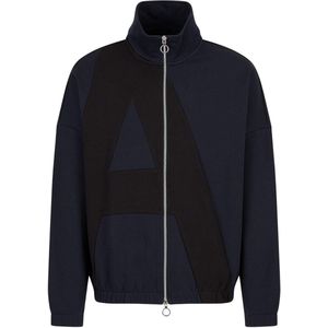 Armani Exchange Katoenen sweater met volledige rits voor heren (Marine)
