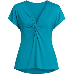 Conquista - Turquoise - Jersey Top - Gedraaide Voorkant