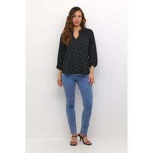 Blouse met lange mouwen Regular fit Black/Chalk Dot Print black white