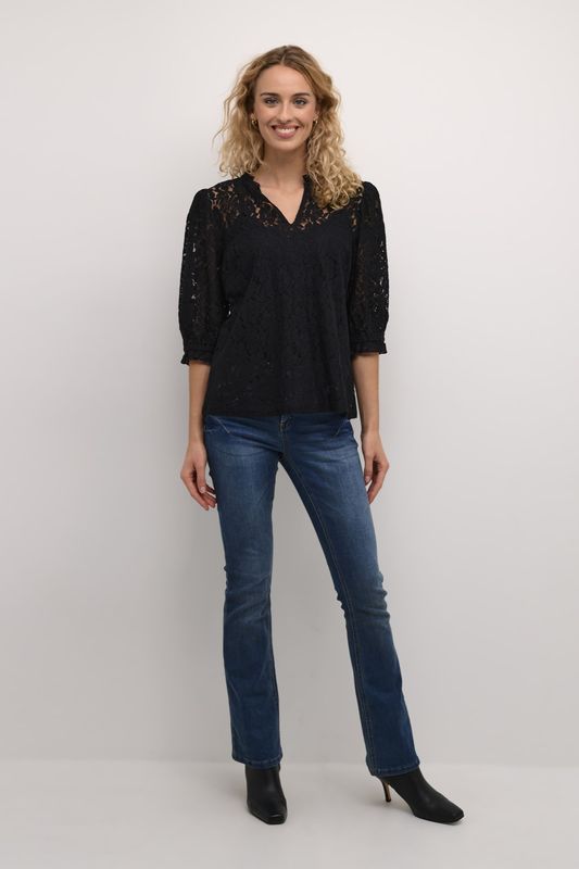 Cream, Dames, Blouses & Shirts, Zwart, Maat: XS Katoen,