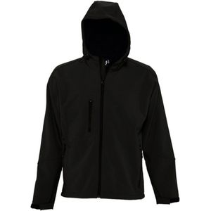 SOLS Heren Replay Hooded Soft Shell Jacket (ademend, winddicht en waterbestendig) (Zwart)
