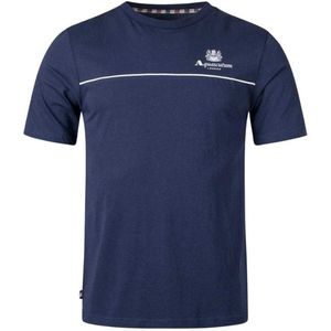 Aquascutum Heren T-Shirt met Piping Detail (Marineblauw)