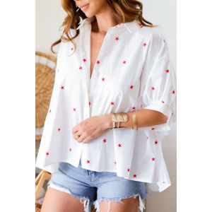 Ster Geborduurd Katoenen Hemd