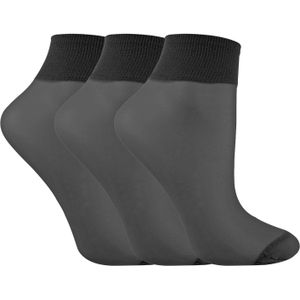 Livia - Set van 3 damessokken van nylon met 15 dekens - Zwart