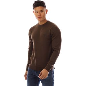 Heren Fred Perry Classic Crewneck Sweatshirt in Bruin