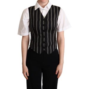 Dolce & Gabbana Dames Zwarte Gestreepte Luipaardprint Gilet