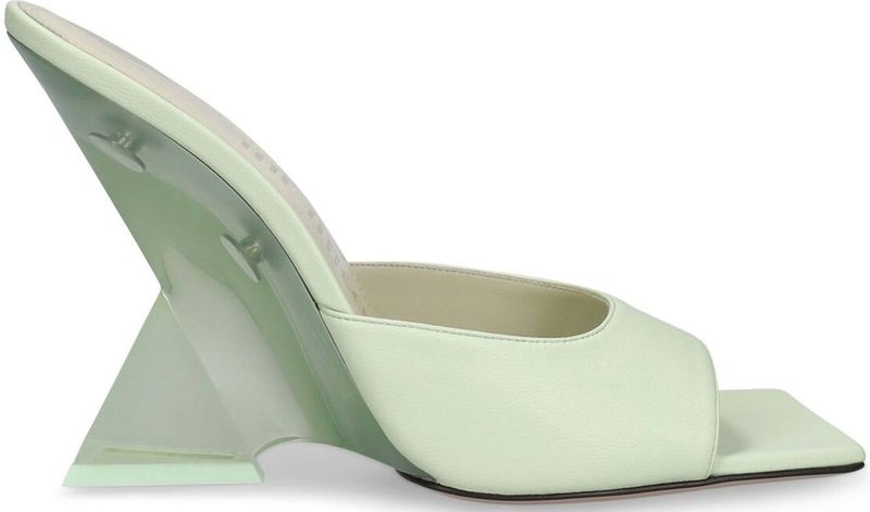 The Attico - Heeled Mules - Zwart - 100% Kalfsleer - Plexiglazen Hak 10,5 cm