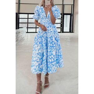 Bloemen Puff Sleeve Midi Jurk