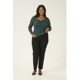 Blouse - Tight Fit - Wit Groen - Lange Mouwen