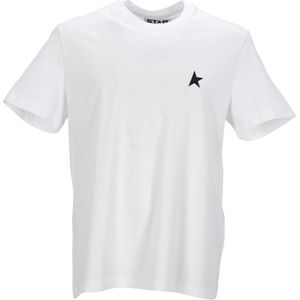 Golden Goose Wit T-shirt met contrasterend groen logo en ster