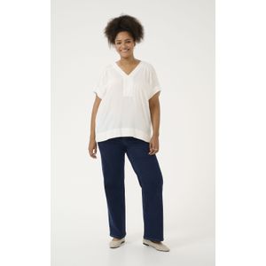 Kaffe Curve - Top - Korte Mouwen - V-hals - Viscose/Linnen - Luchtig