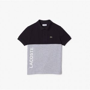 Boy's Lacoste Organic Cotton Pique Colourblock Polo Shirt in Navy
