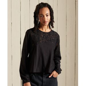 Superdry Bohemian Jersey Top Met Kant En Lange Mouwen - Dames - Maat 36