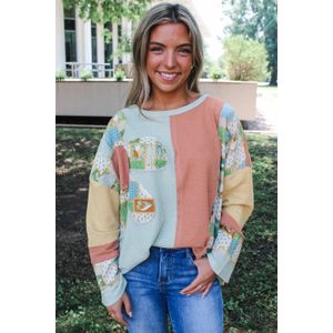 Wafelgebreid Kleurblok Top