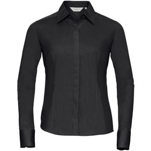 Russell Collectie Dames/Dames Lange Mouwen Poly-Katoen Gemakkelijk Onderhoud Gepaste Poplin Shirt (Zwart) - Maat M