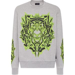 Plein Sport - Sweatshirt LS Thunder Tiger - Grijs - Fleece - Heren