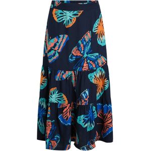 Weird Fish Dames Cassis Liva Vlinders Gelaagde Midi Rok (Donkerblauw)