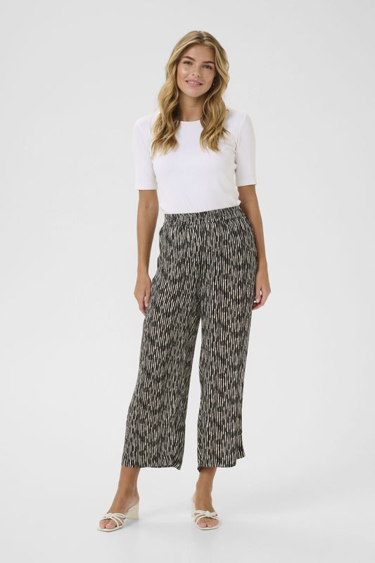 Kaffe - KAmille Amber - Harembroek - Zwart/Wit - 7/8 Lengte - Loosefit - High Waist