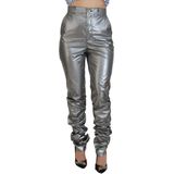 Dolce & Gabbana Metallic Zilveren Hoge Taille Skinny Damesbroek