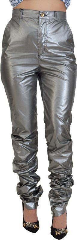 Dolce & Gabbana Metallic Zilveren Hoge Taille Skinny Damesbroek