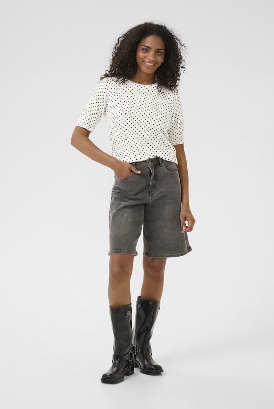 Kaffe - KALiz - Trui - Zwart / Wit - Geribbelde Kraag