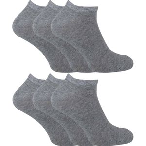 Set van 6 uniseks ademende, katoenrijke sneakersokken - Grijs