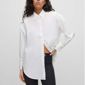 Hugo - Ennia - Blouse - Wit - Slightly Oversized - Organisch Katoen