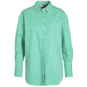 anytime gestreepte geweven blouse wit/groen