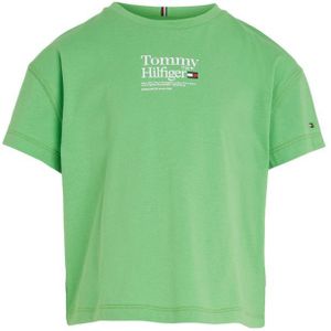 Tommy Hilfiger T-shirt Met Logo Groen - Maat 7J / 122cm