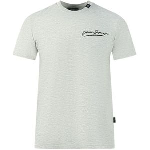 Philipp Plein Sport Branded Signature Logo Grey T-Shirt - Maat L