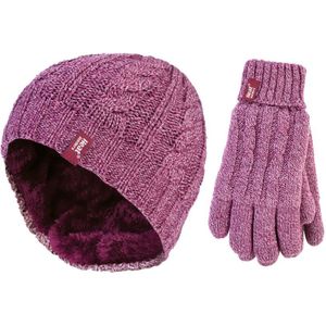 Heat Holders - Damesmuts en handschoenenset voor de winter - Roos
