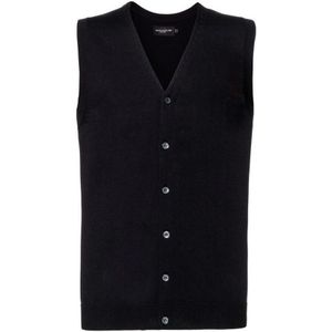 Russell Collectie Heren V-hals Mouwloos Gebreid Vest (Zwart)
