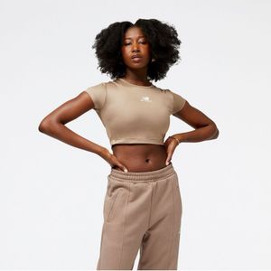 Women's New Balance Athletics Pearl Cropped T-Shirt in Brown