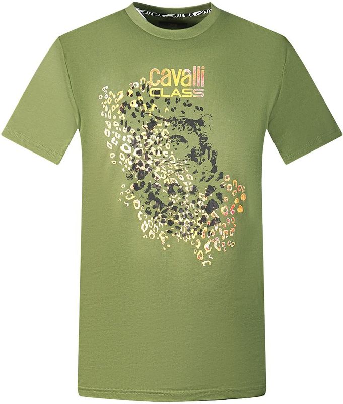 Cavalli Class Luipaardprint Silhouet Groene T-shirt